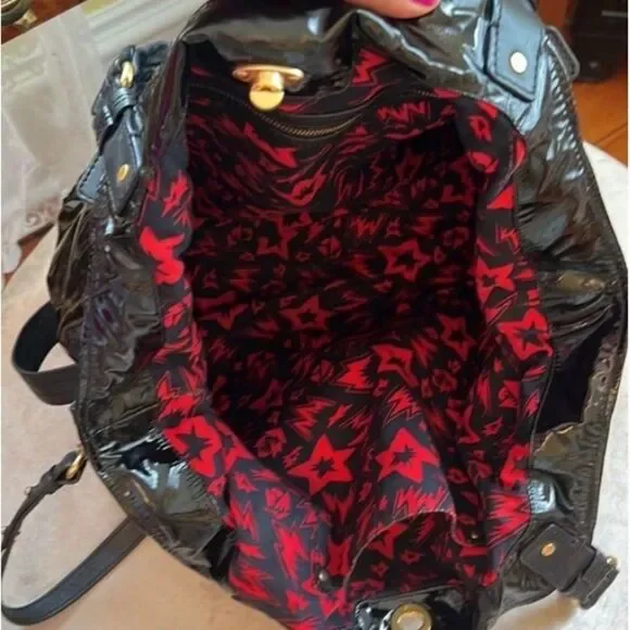 *Marc Jacobs* Black Patent Hobo Tote EUC